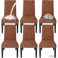 Stretch Set of 2 or 4 or 6 Waterproof Dining Chair Covers for Dining Room, Removable and Washable Chair Protector Seat Covers for Hotel, Wedding, Kitchen (Brown, 1.6 Pieces)