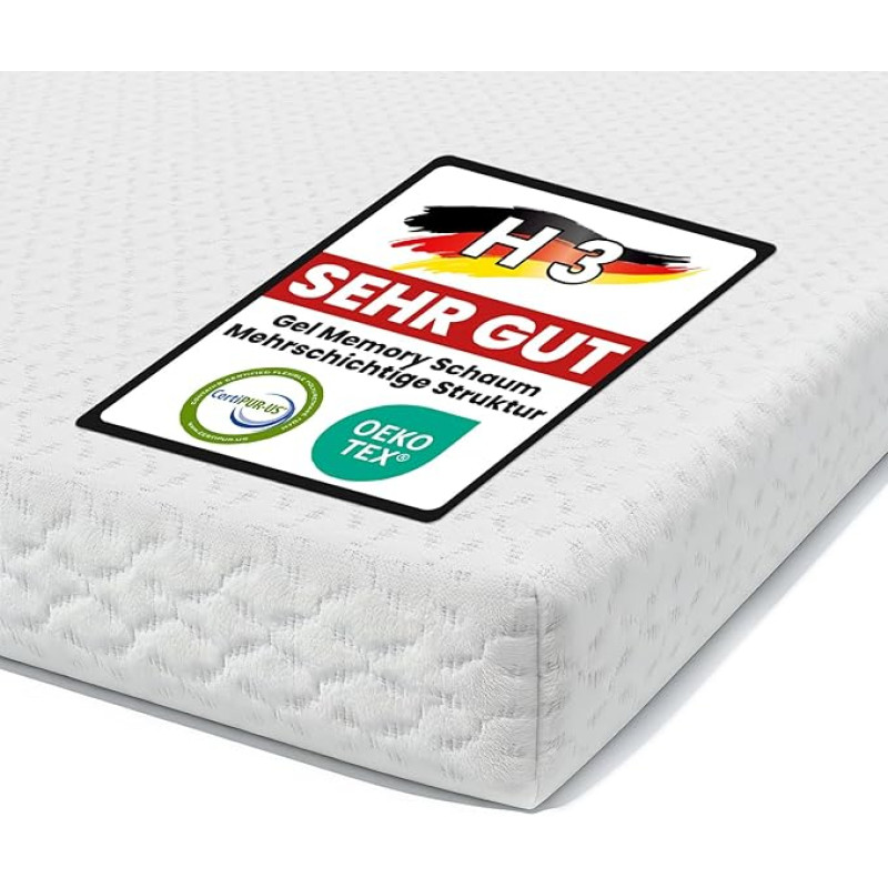 FRIDEKO Mattress Topper 90 x 200 cm, 10 cm Height Mattress Topper, H2 & H3 Gel Memory Foam Topper, Removable and Washable Cover, Suitable for Box Spring Bed, Sofa Beds