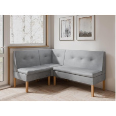 Valgomojo kambario kampinis suolas - virtuvės kampinis suolas su laikymo talpykla - moderni virtuvės poilsio zona - audinys veliūras - paminkštintas atlošas - pilka - Monolitas 84-140 x 200 cm