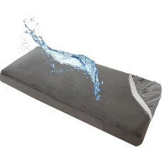 Waterproof Sofa Seat Cushion Cover, Stretch Velvet Cushion Covers for Seat Cover, Back Cushion, Couch Covers, Sofa Cover with Elastic Band and Drawstring (Dark Grey, W 150-190 cm, D 55-65 cm)