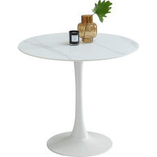 JOSH apvalus marmurinis valgomojo stalas, baltos spalvos, nepaprastas valgomojo stalas su metaliniu rėmu, skirtas virtuvei ir valgomajam, 90 x 75 x 90 cm (plotis x aukštis x gylis)