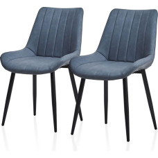 TUKAILAi Valgomojo kėdės 2 dirbtinės odos minkštų sėdynių rinkinys Virtuvės stalviršio kėdės Laisvalaikio laisvalaikis Gyvenamasis kambarys Kampinės kėdės Priėmimo kėdės su atlošu Valgomojo baldai Pilkai mėlyna