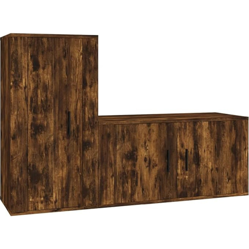 TV Schrank,2-TLG. TV-Schrank-Set Räuchereiche Holzwerkstoff,TV lenta Hängend Schrank Fernsehschrank TV bankas Wohnzimmer Möbel Modern Wandschrank für Wohnzimmer Schlafzimmer