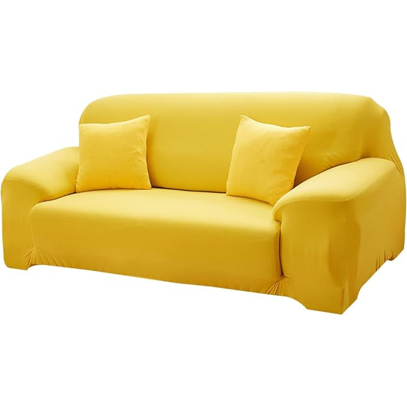 ENEN Sofos užvalkalas, vienspalvis sofos užvalkalas, elastingas 1/2/3/4 vietų sofos užvalkalas, neslystantis apsauginis užvalkalas sofai, sofos užvalkalas, sofos užvalkalas, sofos užvalkalas (geltonas, 4 vietų (231-300 cm))