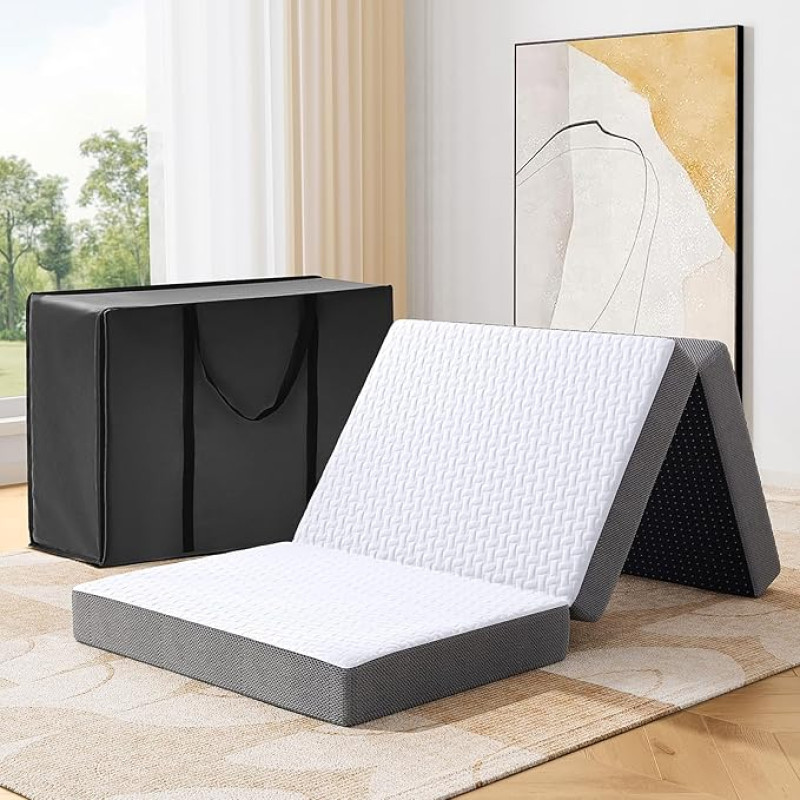 Sulankstomas čiužinys 140 x 200 x 7,5 cm 3 dalių sulankstomas čiužinys Kempingo čiužinys Svečių lova Grindų čiužinys Svečių čiužinys Kempingo lova Sulankstoma lova