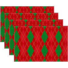 Tischsets Platzsets Abwaschbar Set von 8 6 4 2, Tischsets Platzsets Abwaschbar Rechteckig rutschfest Hitzebeständig für Küchentisch und Wohnzimmer (Karomuster A,8)