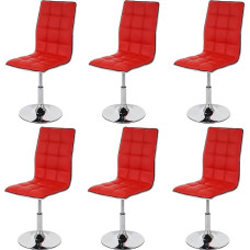 Mendler HWC-C41 Set of 6 Dining Room Chairs, Kitchen Chairs, Height-Adjustable, Rotatable, Faux Leather, MVG Certified - Red
