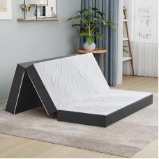Sulankstomas čiužinys 135 x 190 x 10 cm Dvigubas sulankstomas atminties putų čiužinys su nešiojama pagalve svečiams Skalbiamas užvalkalas Lengvas laikymas Kempingo svečiams Karavanas