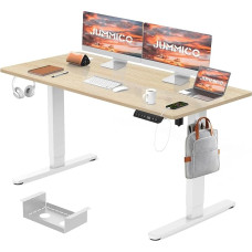 JUMMICO Electric Standing Desk, 140 x 70 cm, with Charging Port, Height Adjustable Computer Desk with Cable Tray, Ergonomic Standing Desk, Standing Desk, Home Office Furniture, Beige