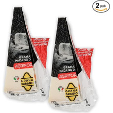Food-United GRANA PADANO DOP 2x 200g formaggio-italiano-Hartkäse Italienischer-Käse am Stück über 10 Monate gereift mit g.U.-Siegel zum Reiben würzig aromatisch