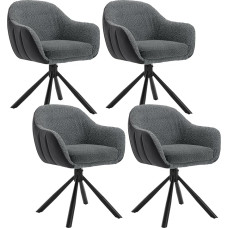 WOLTU EZS04dgr-4 Sukamosios valgomojo kėdės, 4 dalių komplektas, sukamosios kėdės, porankiai, virtuvės kėdės su porankiais, minkštos kėdės, dirbtinės odos šenilinės metalinės kojelės, tamsiai pilkas antracitas, EZS04dgr-4