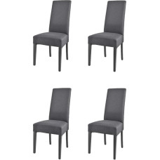 t m c s Tommychairs - Set of 4 Modern Chiara Chairs for Kitchen and Dining Room, Robust Structure Made of Varnished Beech Wood, Dark Grey, Upholstered and Upholstered in Dark Grey Fabric