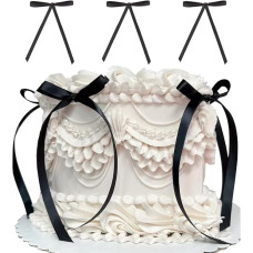 24 Stück Schwarze Schleifen Tortendeko,Tortendeko Geburtstag Schleifen Deko,Schleifenband Kokette Geburtstagsdekoration,für Geburtstagsfeiern Brautpartys Kuchen Deko und Dessert Bow Dekoration
