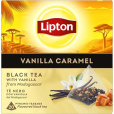 Lipton 20 x Black Tea Vanilla Caramel with Madagascar Vanilla and Caramel Flakes for a Moment of Pure Satisfaction Pyramid Bags