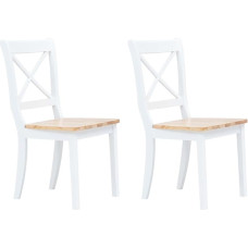 vidaXL valgomojo kėdės, 2 valgomojo kėdės su atlošu, valgomojo kėdė, virtuvės kėdė, ergonomiška, medinė valgomojo kėdė, virtuvė, balta šviesi mediena, gumos mediena, medžio masyvas