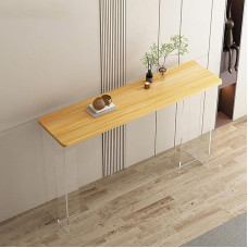 Moderner Konsolentisch, Industrie Flurtisch für Eingangsbereich, Sofatisch für kleinen Raum, Konsole Beistelltisch für Wohnzimmer Flur Schlafzimmer Eingang(Wood,80cm/31.5in)