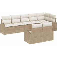 8-teiliges Garten-Sofa-Set mit Kissen in Beige Poly Rattan Gartenlounge Modelis3346091