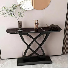 Schmaler Konsolentisch mit Metallstreben, Eingangstische hinter dem Sofa für Enge Räume, Eingangsbereich, Flur, Wohnzimmer, Schlafzimmer(Black,39.4x11.8x33.5in)
