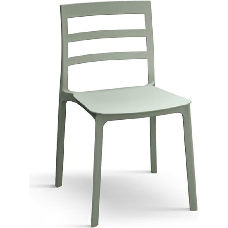 PAZZO DESIGN Luca, 4 dalių rinkinys, žalias, polipropileno kėdės, virtuvės kėdės, valgomojo kėdės, sodo kėdės, sudedamos viena ant kitos - id_1962