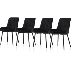 TUKAILAI Velvetinės valgomojo kėdės, 4 vnt., virtuvės kėdės, minkšta sėdynė, minkšta kėdė su atlošu ir metalinėmis kojomis, svetainės kėdė, laisvalaikio kėdė virtuvėje, valgomajame, svetainėje, juoda