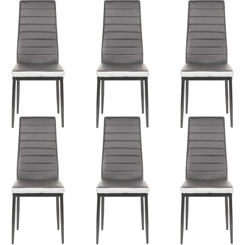 6 modernaus stiliaus valgomojo kėdžių rinkinys, modernios valgomojo kėdės mūsų valgomajam, virtuvei, posėdžių kambariui (6, pilka + balta)