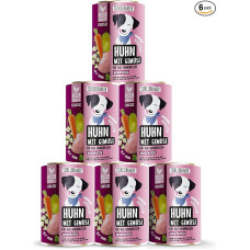 TIERLIEBHABER drėgnas maistas šunims, 400 g, 6 x vištiena su daržovėmis, sukurtas veterinarijos gydytojų, drėgnas maistas šunims, kuriame yra 90 % mėsos, drėgnas maistas šunims, 400 g skardinės
