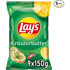 Lay's Herb Butter Flavour - Crispy Spiced Potato Chips for a Successful Party (9 x 150 g)