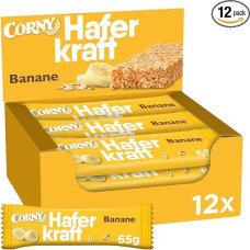 Avižų batonėlis | Corny | Oat Power Banana | Viso grūdo ir veganiškas | Biri pakuotė 12 x 65 g
