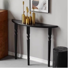 Generisch Schwarzer Halbmond-Konsolentisch aus Massivholz, schmaler Eingangs-Akzenttisch für das Wohnzimmer, minimalistisches Foyer-Dekor, 90 x 25 x 80 cm, stilvoller Tisch hinter dem Sofa