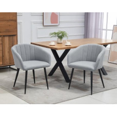 HOMCOM 2 modernių minkštų kėdžių su audiniu komplektas, svetainės kėdės su metalinėmis kojelėmis, šviesiai pilkos spalvos