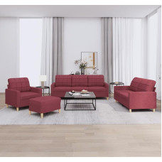 4-tlg. Sofagarnitur mit Kissen Weinrot Stoff, Sofa Mit Relaxfunktion, Couchgarnitur, Wohnzimmer Sofa, Couch, Sofa Set 3201256