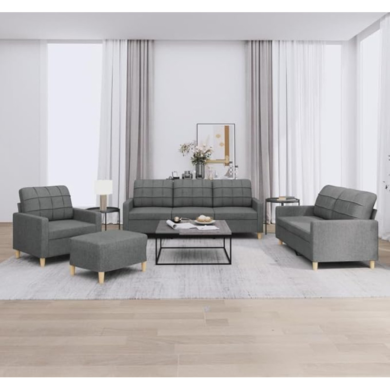 3201251 4 dalių sofos komplektas su pagalvėlėmis Tamsiai pilkas audinys, sofa su poilsio funkcija, sofos komplektas, svetainės sofa, sofa, sofos komplektas