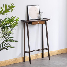 Konsolentisch Schmal mit Schubladen, Console Table aus Holz, Beistelltisch für Flur, Diele und Wohnzimmer(Beige,70x20x85cm/28x8x34in)