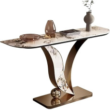 Konsolinis stalas, modernus įėjimo stalas, pagamintas iš akmens viršaus, tvirtas siauras konsolinis stalas su metaliniu pagrindu prieškambaryje, fojė, 13,8 colių W (150 cm/59 colių)