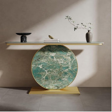 Generisch Konsolentisch für den Eingangsbereich, moderner Beistelltisch, Foyertisch, Langer Sofatisch für Wohnzimmer, Flur, Foyer (Gold + Grün, 150 cm/59 Zoll)