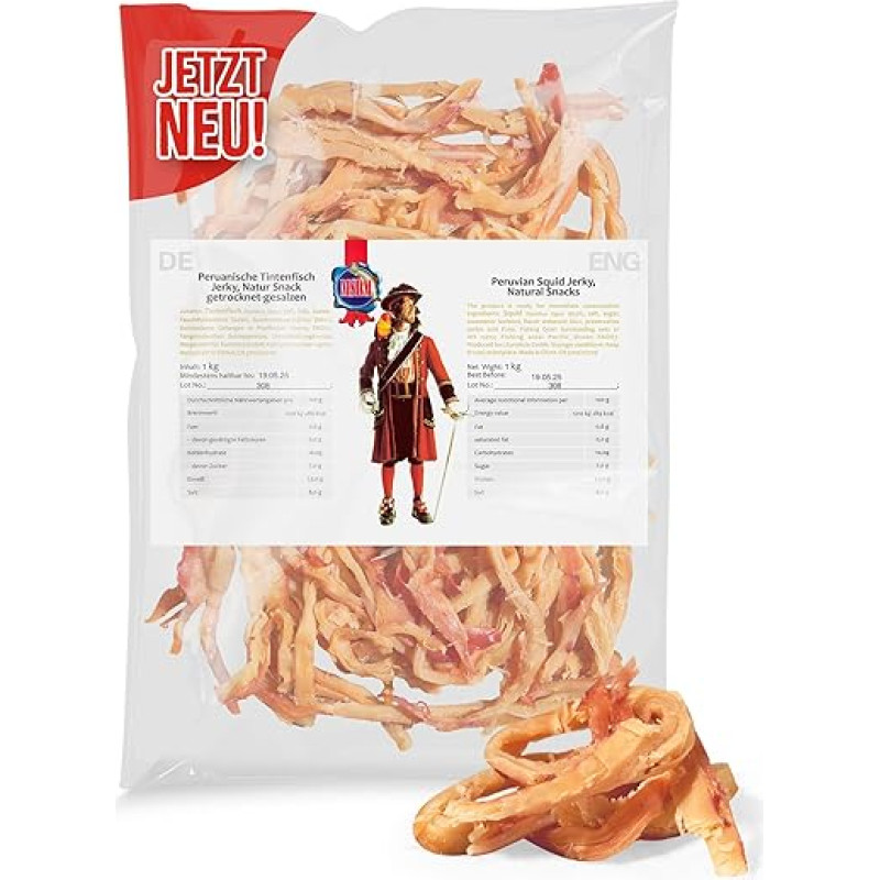 MSDM Peru kalmarai 1 kg - Žuvies drebučiai I Daug baltymų I Užkandžiai I Džiovinta žuvis Omega 3 I Jautienos drebučiai, džiovinta mėsa ir traškučiai Alternatyvus salotų priedas
