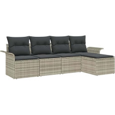 5 dalių sodo sofos komplektas su sėdynėmis Hellgrau aus Poly Rattan Gartenlounge Modelis3345322