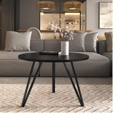 Modernus apvalus kavos staliukas - metalinis rėmas, laminuotas stalviršis, 67 cm