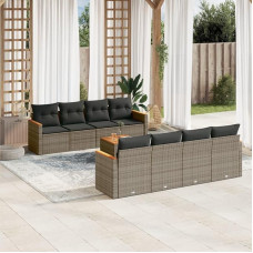 gartenlounge Lauko terassenmöbel außen gartenlounge Set Balkon möbel6-tlg. Garten-Sofagarnitur mit Kissen Grau Poly RattanGeeignet für Schlafzimmer