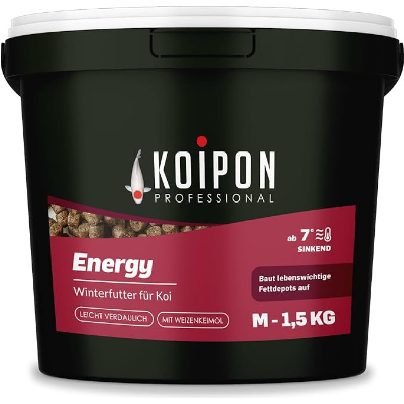 KOIPON Energy 1,5 kg žuvų ėdalo Žiemos tvenkinių maistas 6 mm granulės japoniškoms koi, Koi maistas kaip auksinių žuvelių maistas ir žiemos maistas