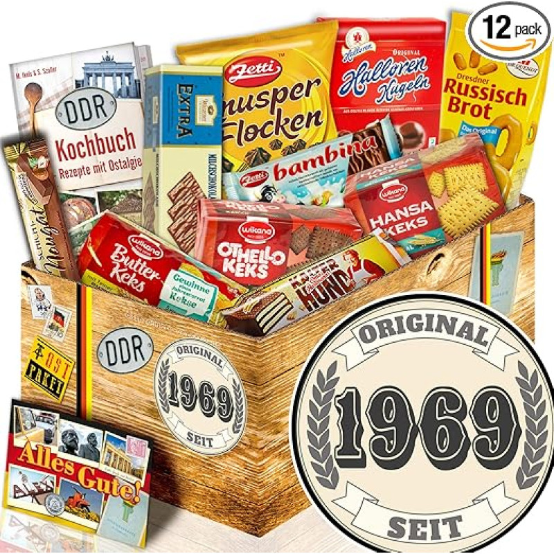 Dovanos su sausainiais / DDR dėžutė / Originalu nuo 1969 m. / Gimtadienis
