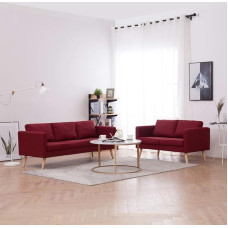 Mode-Sofa, Salonsitzmöbel2-tlg. Sofagarnitur Stoff WeinrotGeeignet für Cafe, Garten, Wohnzimmer