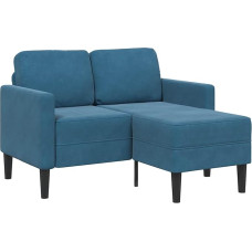 Modelis4107068 L formos aksominė sofa su šezlongu - Mėlyna - 125 x 118 x 85 cm - mažam gyvenamajam kambariui