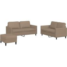 Modelis3201759 Kapučino rudos spalvos dirbtinės odos 2 vietų sofa su kojūgaliais, svetainė, 140 x 77 x 80 cm, maks. 110 kg vienai sėdynei