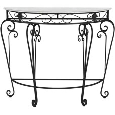 Schwarzer Halbmond-Konsolentisch - Kratz- und schmutzabweisender Eingangstisch im Foyer, Schmiedeeisen-Design für Flur und Veranda, 80 x 80 cm