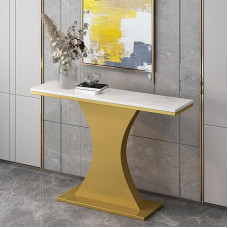 Moderner Goldener Konsolentisch mit Stauraum - dekorativer Eingangs- und Flurtisch für Wohnzimmer, Foyer und Organisation (100 cm)