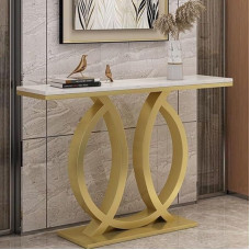 Konsolentisch mit Kunstmarmorplatte, Elegantes und langlebiges Design für Eingangsbereich, Flur und Wohnzimmer