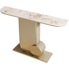 Konsolentisch, Moderner Konsolentisch mit Kunstmarmorplatte und Metallfuß for das Wohnzimmer Flurtisch(White,L)