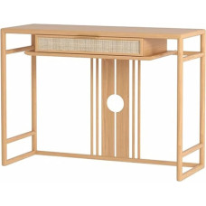 Medžio masyvo konsolinis stalas su stalčiais ir lentyna, dekoratyvinis įėjimo lagaminas gyvenamajam kambariui, paprastas šoninis stalas namų apdailai