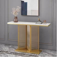 Moderner Akzenttisch in Gold, Konsolentisch für den Eingangsbereich, Langer Sofatisch für den Flur, stilvolle Wohnzimmerdekoration (100 cm)